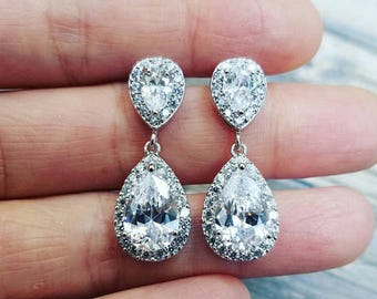 Bridesmaid Earrings, Bridal Earrings, Wedding Earrings, Crystal Teardrop Earrings, Bridesmaid Jewelry, Bridal Jewelry, Bridesmaid Gift