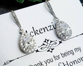 Bridesmaid Earrings, Bridal Earrings, Wedding Earrings, Crystal Teardrop Earrings, Bridesmaid Jewelry, Bridal Jewelry, Bridesmaid Gift1