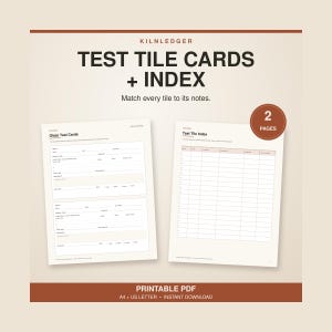 Fiches et index imprimables pour tests de céramique, outil de suivi des tests d'émaillage (PDF)