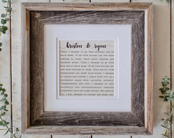 Wedding Vow Wall Art | Wedding Gift For Bride | Wife to Husband Wedding Gift | Gift For The Couple | Gift for Women