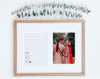 Unique Wedding Gift Idea: Customized Present for the Newlyweds, Wedding Date Gift, Framed wedding photo and special date, ANY WORDING