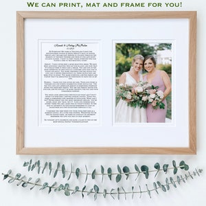 Speech Gift, Maid of Honor Speech, Best Man Speech, Gift for Sister, Commemorate a Speech, Print of Speech and Picture