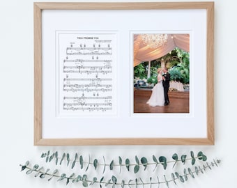 Handcrafted Wedding Gift: Personalized Sheet Music gift, First dance sheet music and picture, Bride and Groom First Dance, Wedding Dance