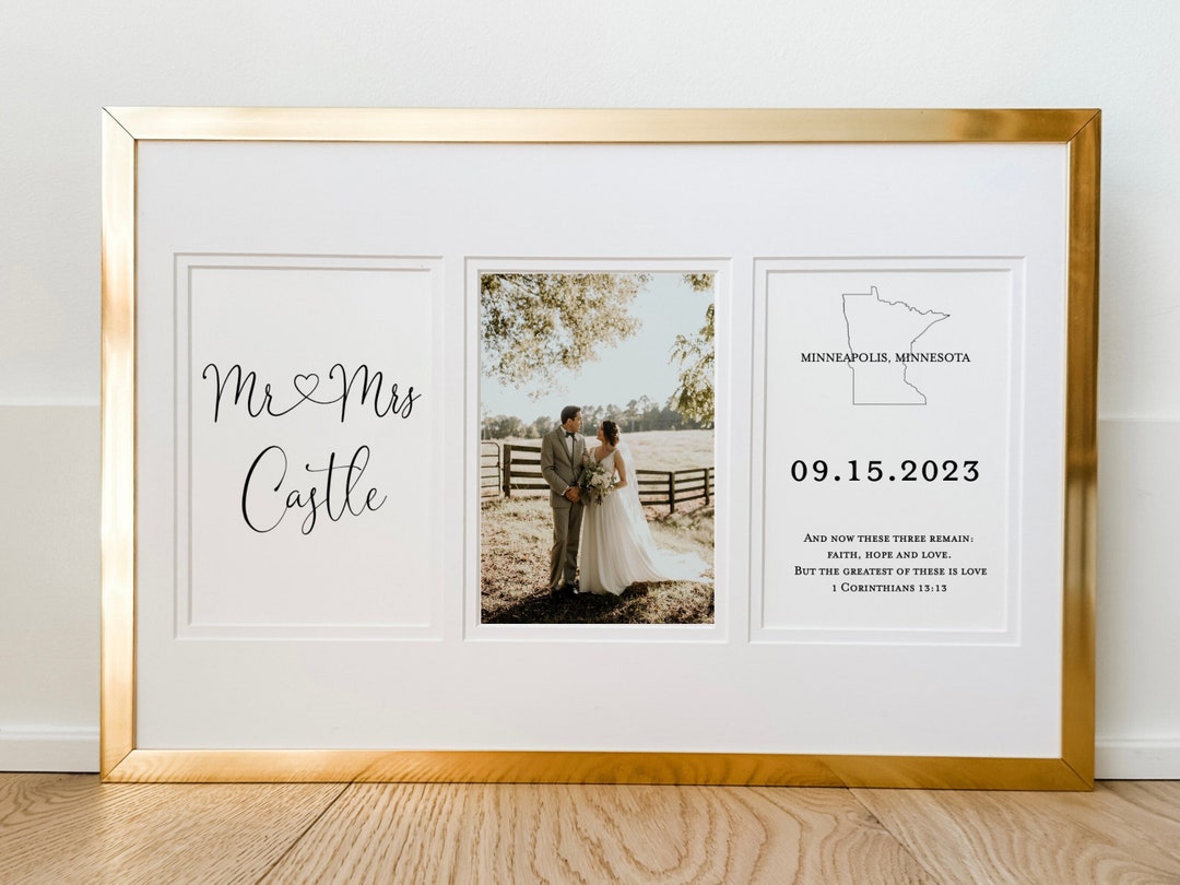 Unique Gift for Wife, Framed Wedding Location, Framed Wedding Date