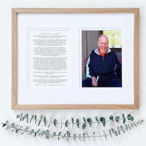 Memorial Frame, Obituary Frame, Mom Memorial, Dad Remembrance Gift, Loss of Loved One, Eulogy Keepsake, Condolence Gift, In Memory of Loved