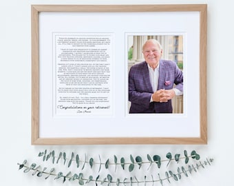 Retirement Gift, Custom Retirement Gift, Gift for Mentor, 50 years at Company, Retirement Party Speech, Framed Retirement Gift, Unique Gift