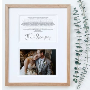 1st Anniversary Gift Paper | 1st Anniversary Gift For Husband Paper |  First Dance Lyrics | 1st Dance lyrics  or Vows with Date and Location