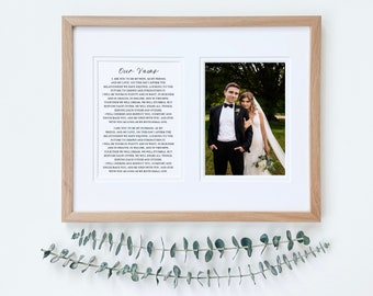 Wedding Vows Gift, For Bride, For Groom, Wedding Vows on Paper, Framed Wedding Vows, Custom Wedding Gift, Unique Wedding Gift, Wood Frame