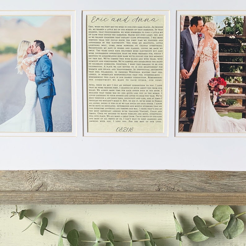 Wedding Gift Vows Personalized Wedding Gift For The Couple: Framed Wedding Picture and First Dance Song Lyrics or Love Letter
