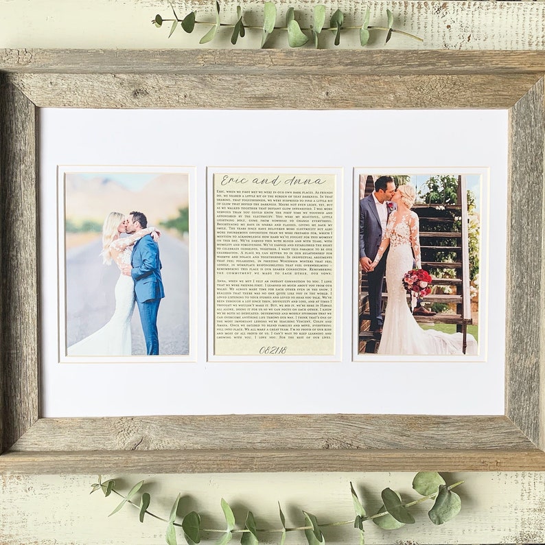 Wedding Gift Vows Personalized Wedding Gift For The Couple: Framed Wedding Picture and First Dance Song Lyrics or Love Letter