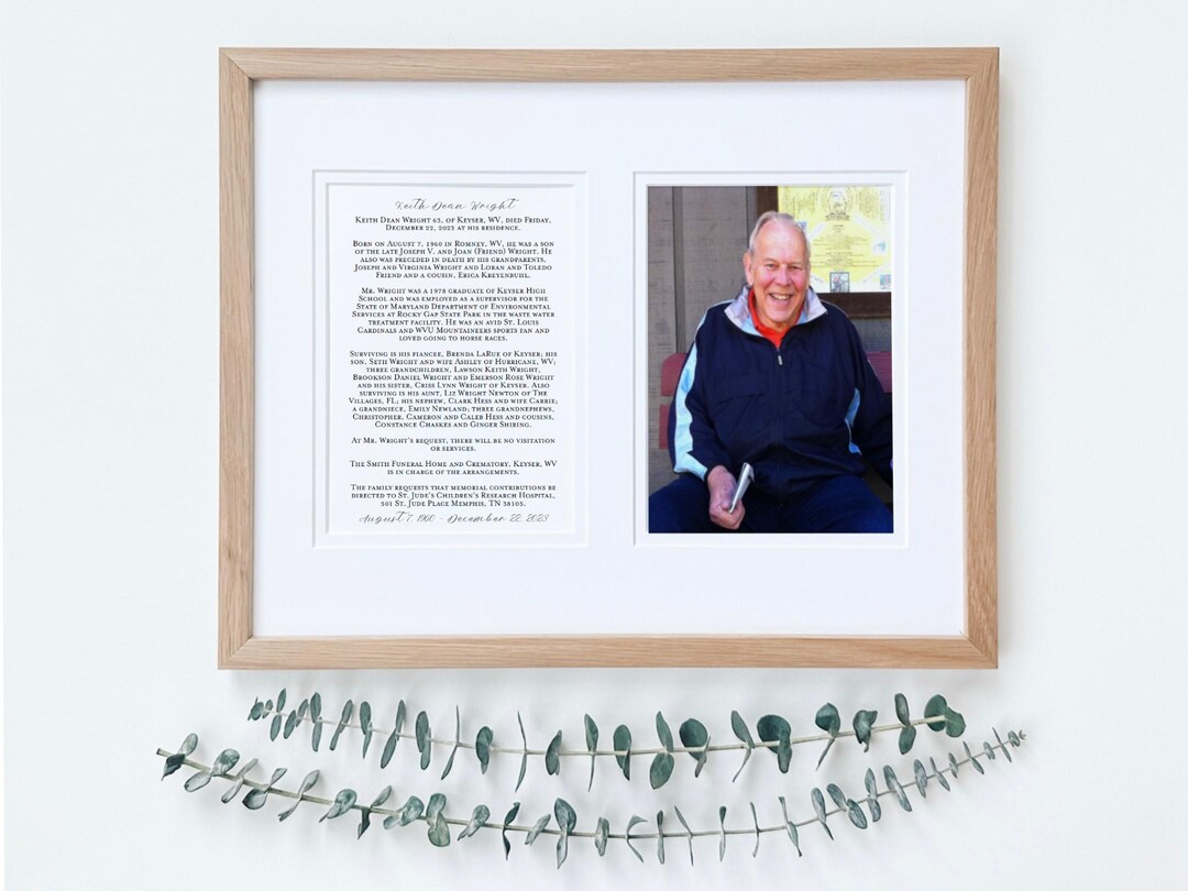 Sympathy Gift, Obituary Frame, Custom Sympathy Gift, Remembrance Gift(02)