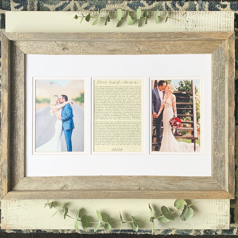 Wedding Gift Vows Personalized Wedding Gift For The Couple: Framed Wedding Picture and First Dance Song Lyrics or Love Letter