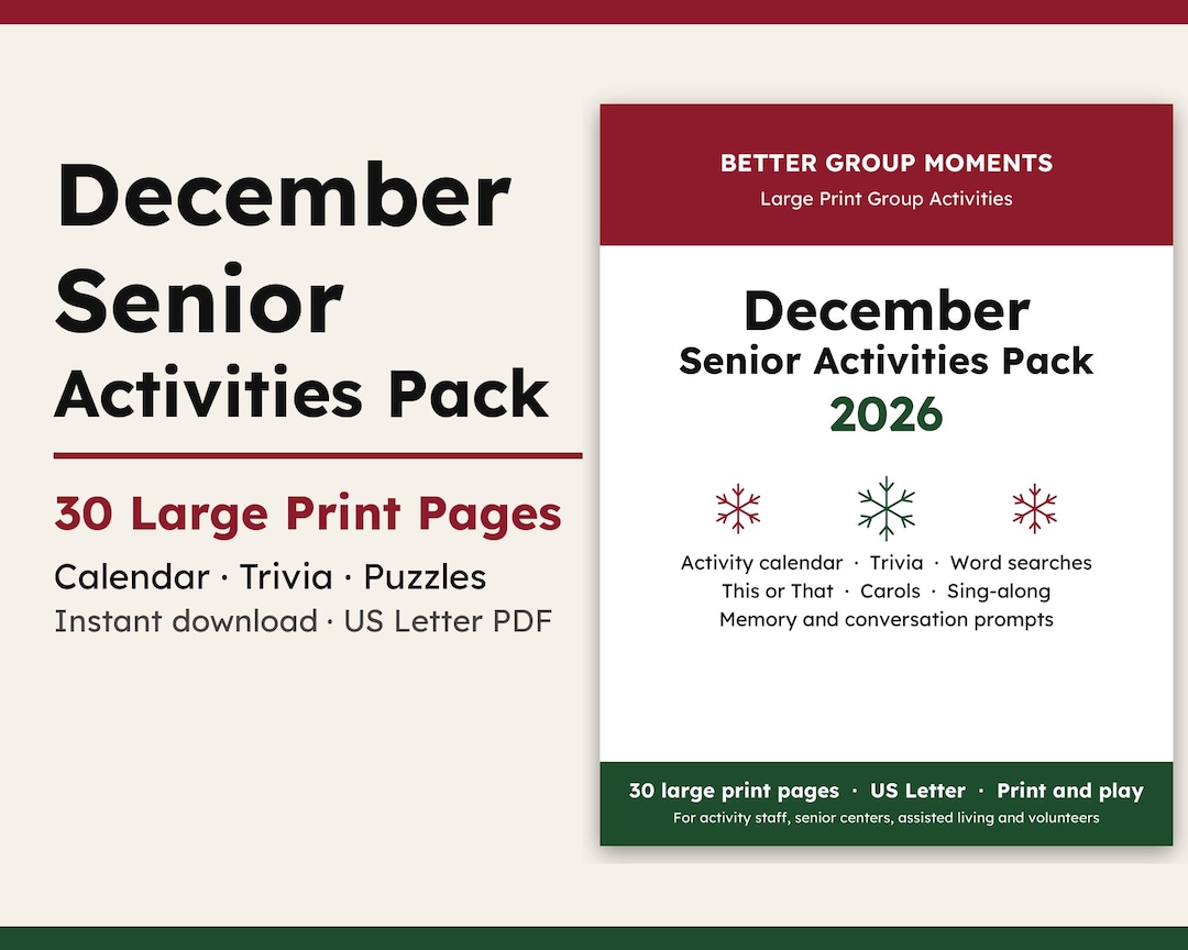 Senior Christmas Program December Activities for Seniors, Senior Activities Printable 2026 ...