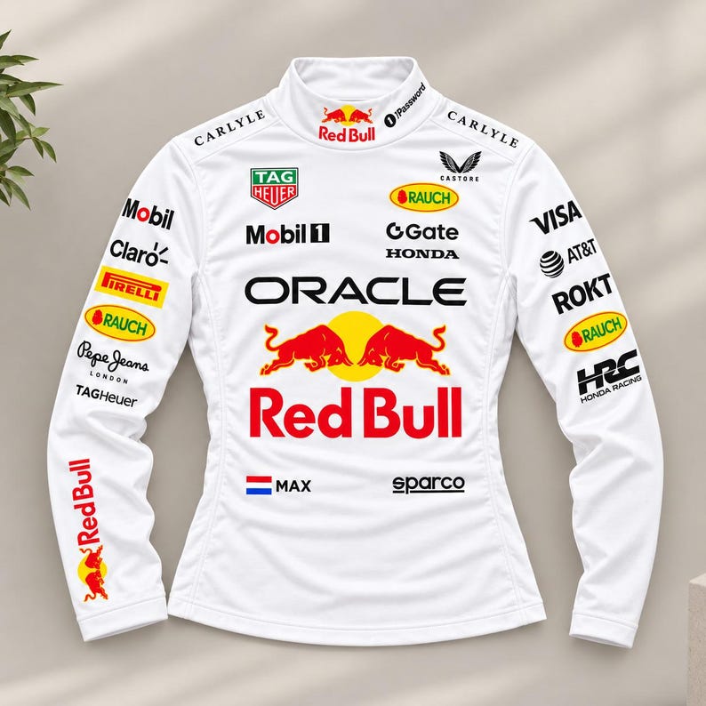 Mit Logo Style Max Verstappen F1 Renn-Funktionsshirt – Langärmeliges Rashguard im Red ...