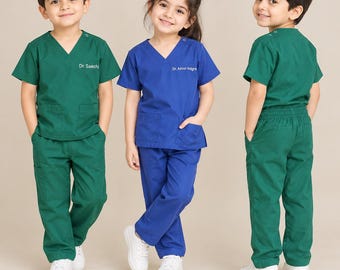 Personalized Kids Scrubs Set, Monogrammed Baby Scrubs, Toddler Doctor Nurse Outfit, Child Medical Scrub Set, Big Brother Sister Gift