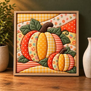 Pumpkin Kinusaiga Pattern PDF | Autumn Halloween No-Sew Fabric Art | Printable A4 Template | Fall Craft Digital Download