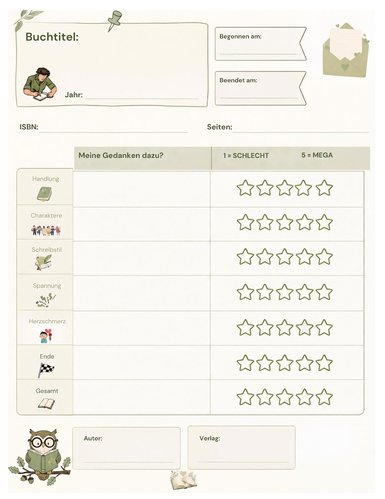 Book Review Template PDF | Printable Book Review | Reading Journal | Digital Download - Etsy