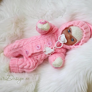 HAND KNITTING PATTERN- Baby doll jumpsuit, Baby doll overall knitting, Knitting for 18 inch doll, Dolls romper making