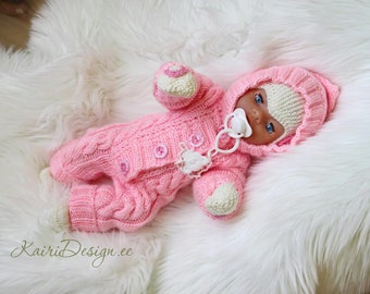 HAND KNITTING PATTERN- Baby doll jumpsuit, Baby doll overall knitting, Knitting for 18 inch doll, Dolls romper making