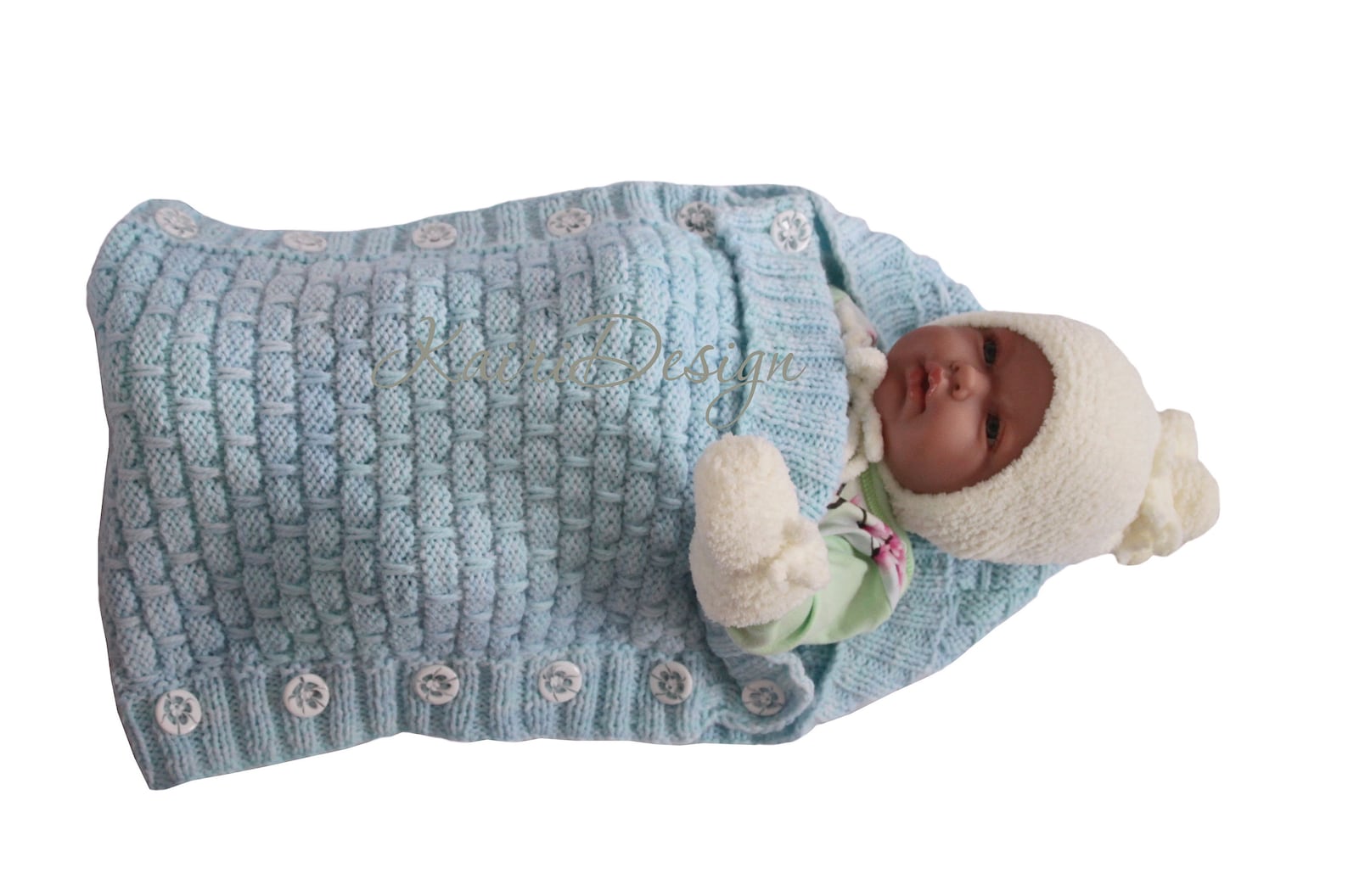 HAND KNITTING Patternbaby Doll Sleeping Bag, Knitting for 18 Inch Doll