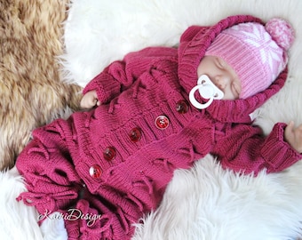HandKnitting Pattern- Baby jumpsuit romper pattern, onesies for newborn, baby knit outfit