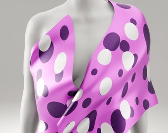 Polka Dots Silk Scarf for Women Handmade, Hand painted Silk Scarf Pink Fuchsia, Birthday Gifts for her Shawl Silk HeadScarf. Made to Order.