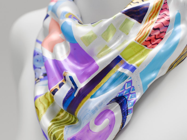 Multi Coloured Silk Square Scarf for Women Handmade, Contemporary Hand painted Silk Scarf Square, Abstract Silk Scarf Shawl Wrap. Made2Order