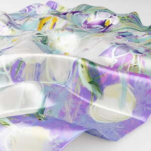 Multi Coloured Pastel Silk Scarf Purple floral, 100% Silk Hand painted Silk Scarf for Women Handmade, Gifts for her. Mom Gift. Made to Order