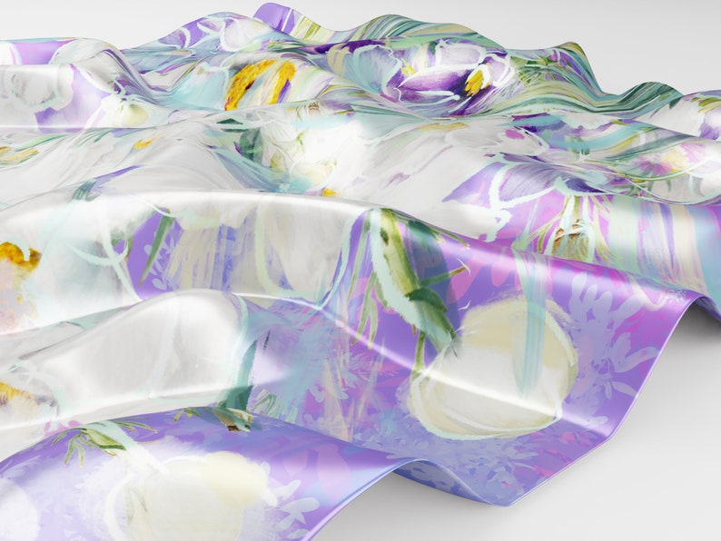 Multi Coloured Pastel Silk Scarf Purple floral, 100% Silk Hand painted Silk Scarf for Women Handmade, Gifts for her. Mom Gift. Made to Order