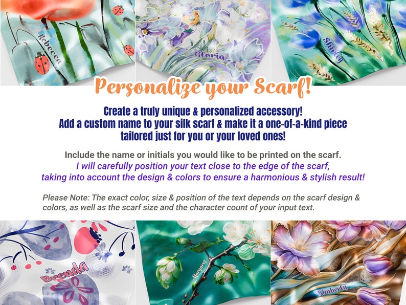 Art de Terre Etsy, customized personalized silk scarves