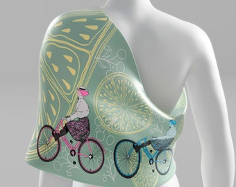 Bespoke Silk Scarf. Unique Design. Pistachio Silk Scarf, Pale Green Silk Scarf for Women, Feminine Art Scarf. Bicycle Lover Gift. Made2Order