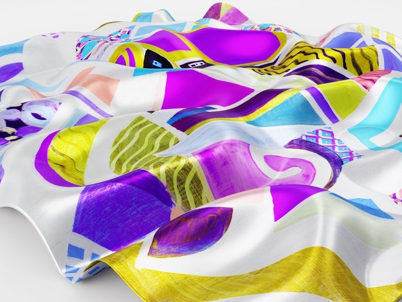 Multi Coloured Art Scarf Silk for Women Handmade, Contemporary Hand painted Silk Scarf Square, Abstract Silk Scarf Shawl Wrap. Made to Order