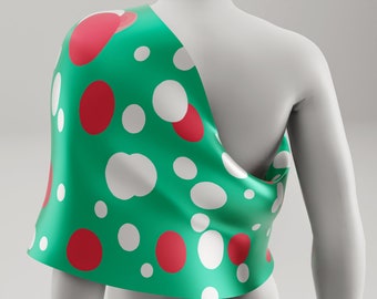 Polka Dots Silk Scarf Emerald Jade for Women Handmade, Hand painted Silk Scarf Green Red, Birthday Gifts for her Shawl Silk Gifts for mom