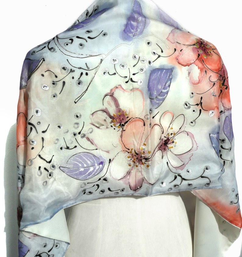Hand Painted Silk Scarf Luxury Heavy Shawl Birthday Gift for Etsy