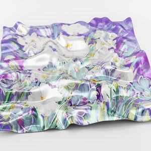 Multi Coloured Pastel Silk Scarf Purple floral, 100% Silk Hand painted Silk Scarf for Women Handmade, Gifts for her. Mom Gift. Made to Order