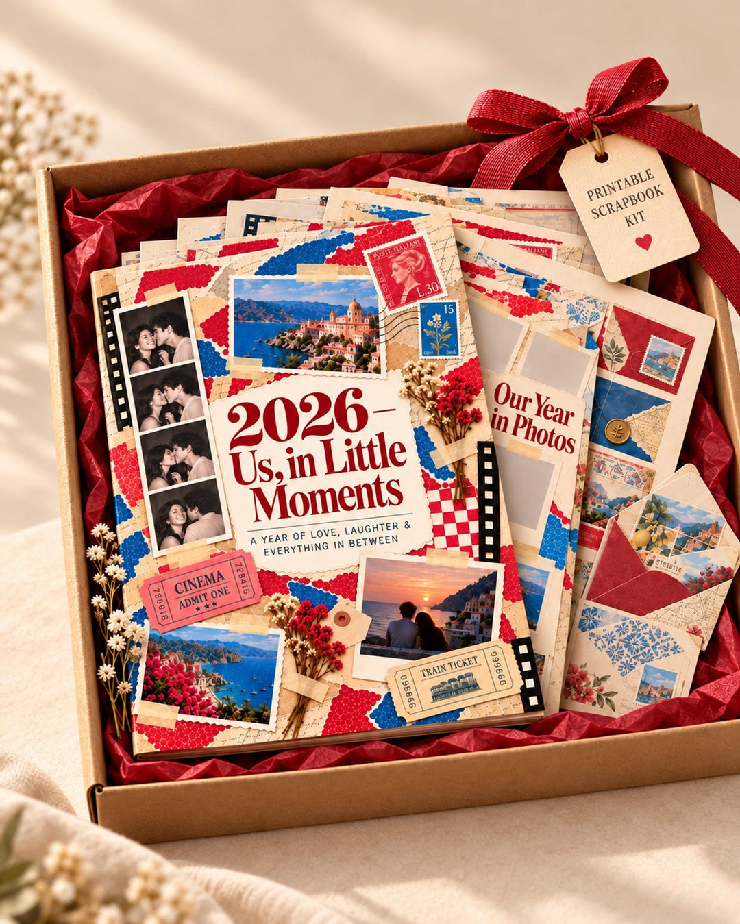 Scrapbook Printables for Couples, 2026 Vintage Memory Book, 18-page PDF ...