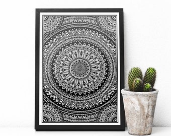 Block Mandala - Original & Handgezeichnete Illustration Kunstwerk Druck