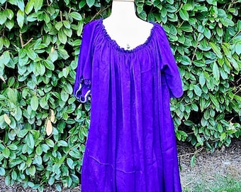 Short Sleeve Chemise Dress in Purple Silk