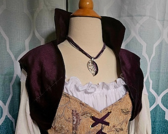 XL Shrug with Collar in Wine Silk