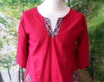 S Lord's Tunic in Red with Black, White, and Red Trim
