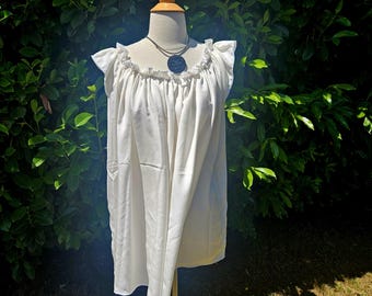 Cap Sleeve Chemise Blouse in Ivory Silk