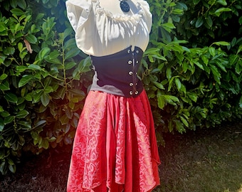 Carousel Skirt in Red and Swirls