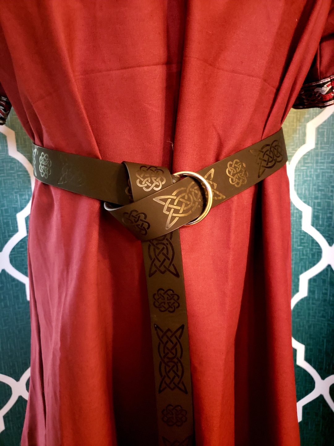 Celtic Leather Ring Belt in Black Etsy