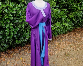 L Viking Underdress in Plum Purple Cotton with White/Lavender Trim