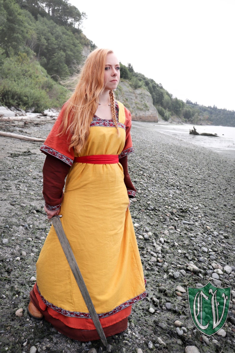 Custom Viking Apron Dress with Trim in Linen Etsy