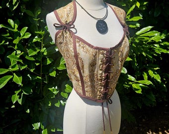 33" Barmaid Bodice in Coffee Medallion