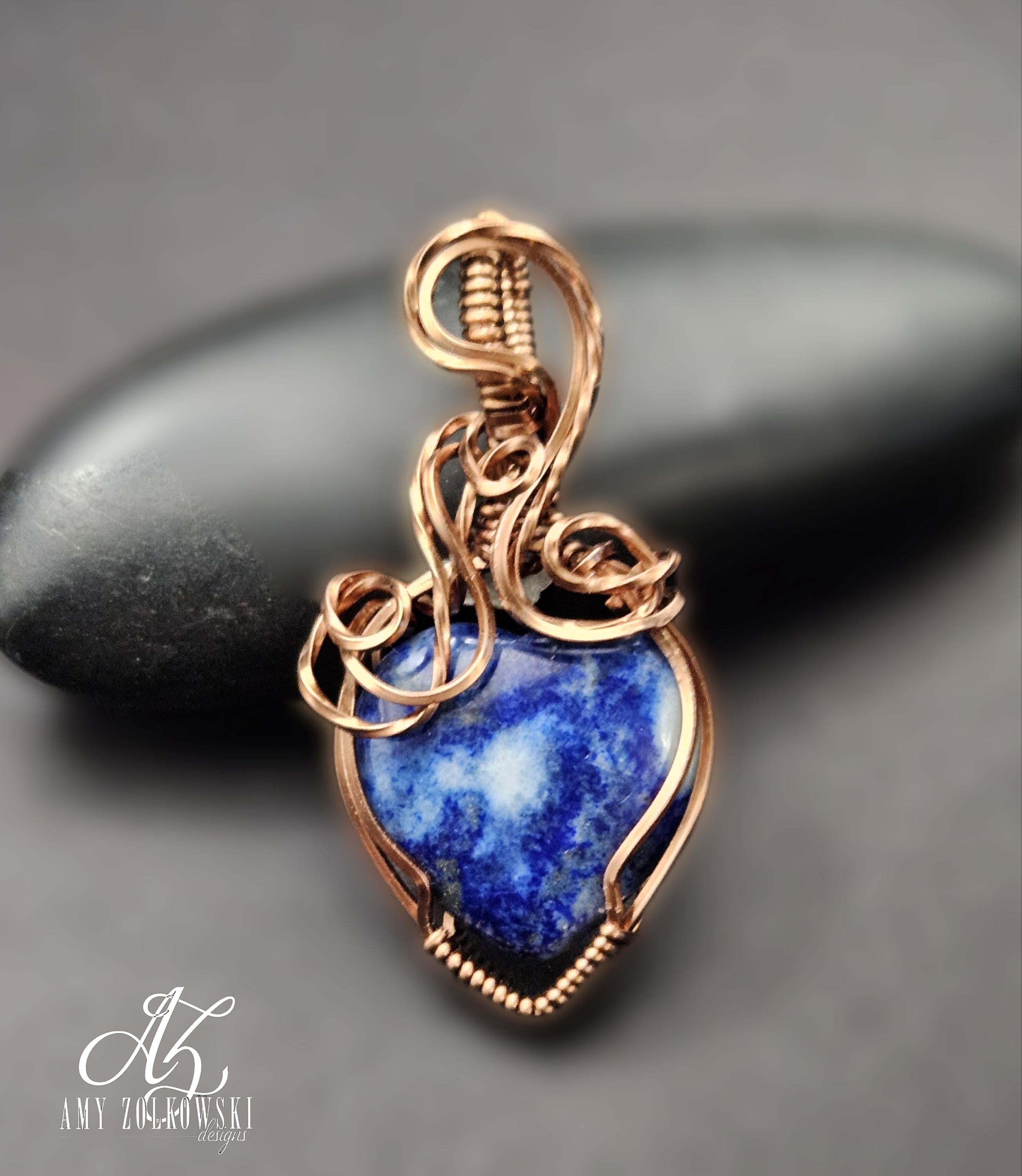 Handmade Copper Wire Wrapped Heart Pendant: Boho Statement Necklace