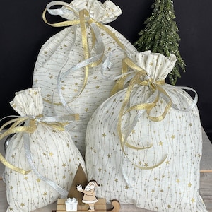 Weihnachts-Geschenktüte aus Baumwollstoff, Furoshiki