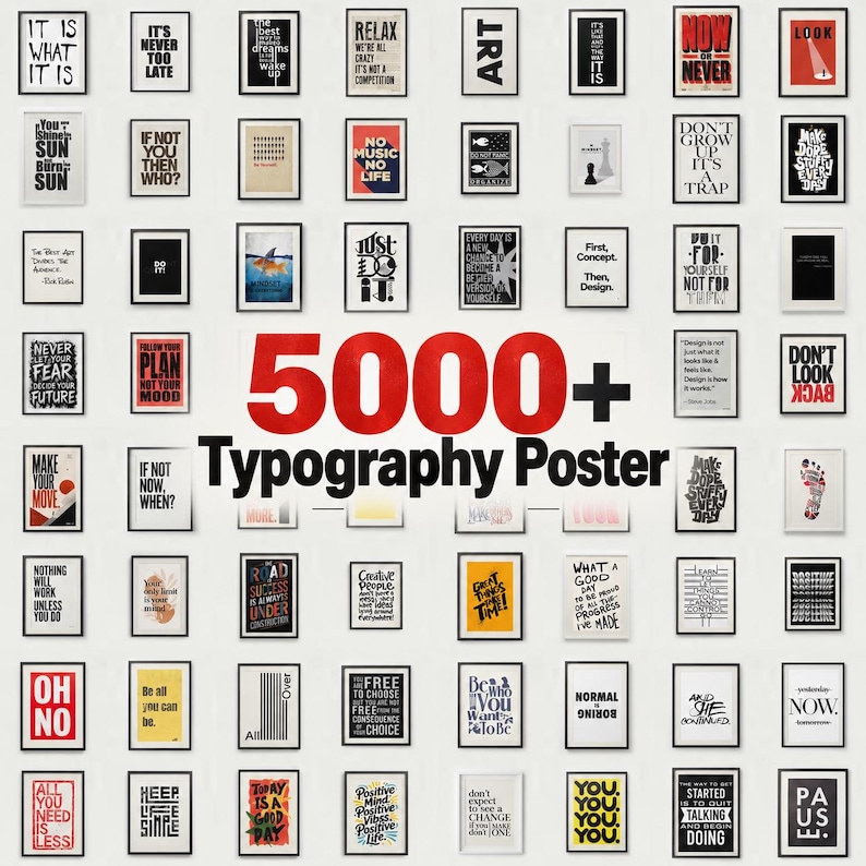 5000+ Modern Typography Wall Art, Motivational Quote Prints, Minimalist ...