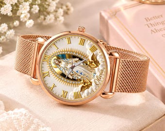 Virgin Mary Watch for Women, Personalized Catholic Gift, Custom Our Lady Watch, Blessed Mother Christian Religious Keepsake, Virgin Mary
